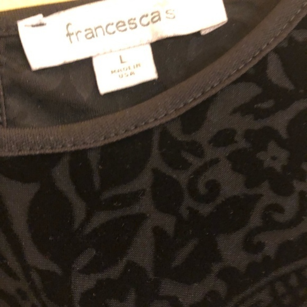 5 for $25 ❄️ Francesca’s Black Velvet Damask Cold Shoulder Top - Picture 7 of 7